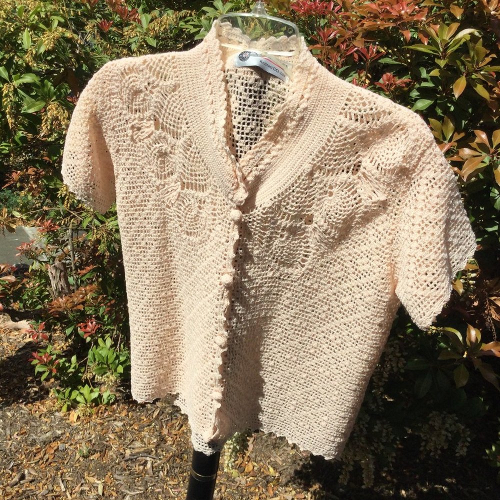 Fei Yun Stand Collar Peach Knit Top